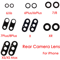 Dla Apple iPhone X XS Max XR 8 7 7P 6s 6S Plus 6P 6 wymiana tylna szklana tylna część obiektywu aparatu i 3m klej 4